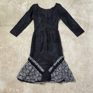 Vintage Andrew Majtenyi Black Long Sleeve Dress Women’s Size 6 Lace Back Zipper